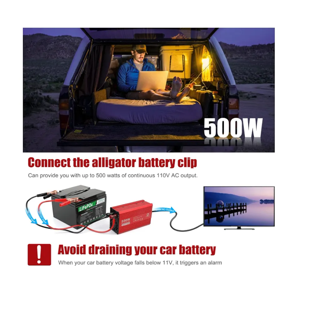 12V-500W Heavy Duty High Generating Car Power Inverter M24-4-6