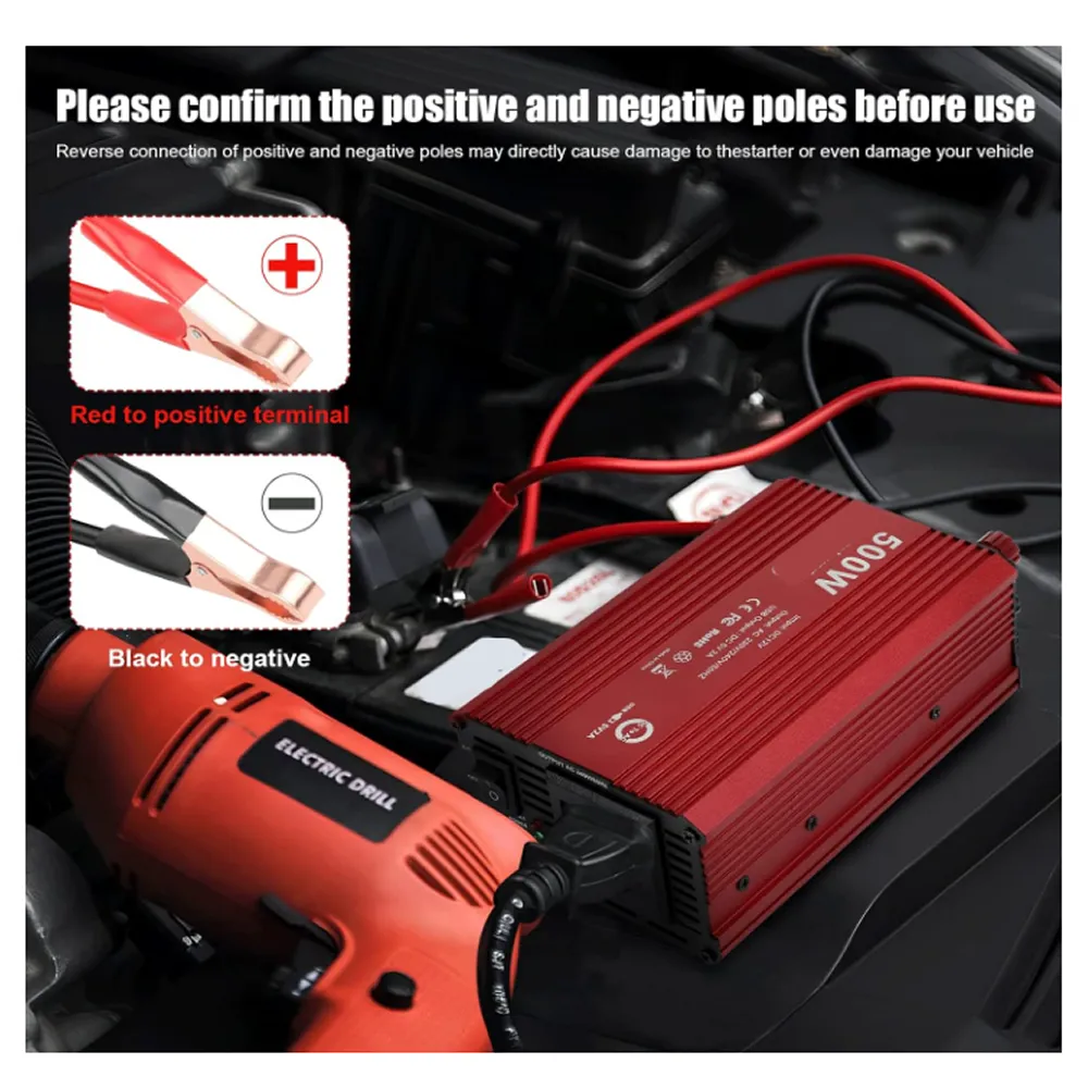 12V-500W Heavy Duty High Generating Car Power Inverter M24-4-6