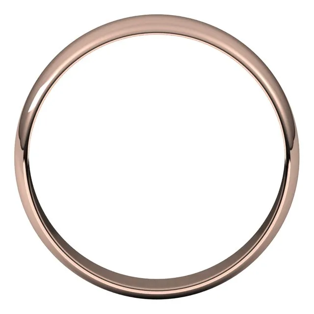 14K Rose Gold Half Round Ultra-Light Wedding Band, 5 mm Wide