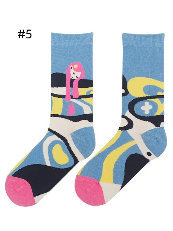 5 Options Lolita Cartoon Calf Socks