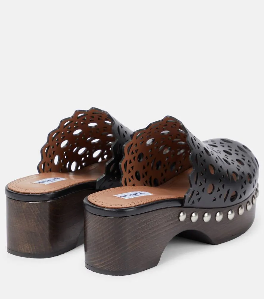 Alaia Laser-cut leather clogs
