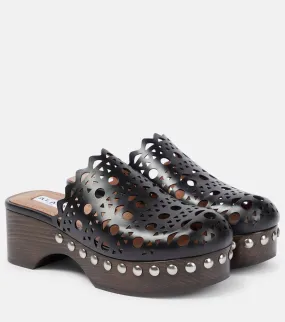 Alaia Laser-cut leather clogs