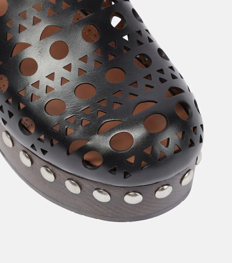 Alaia Laser-cut leather clogs