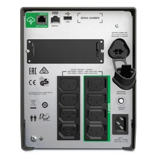 APC Smart-UPS 1500VA 1000W Tower with Smart Connect, 230V Input/Output, 8x IEC C13 Outlets
