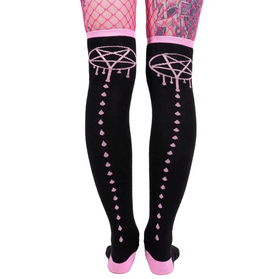 Bloody Stars Pentagrams Thigh High Socks
