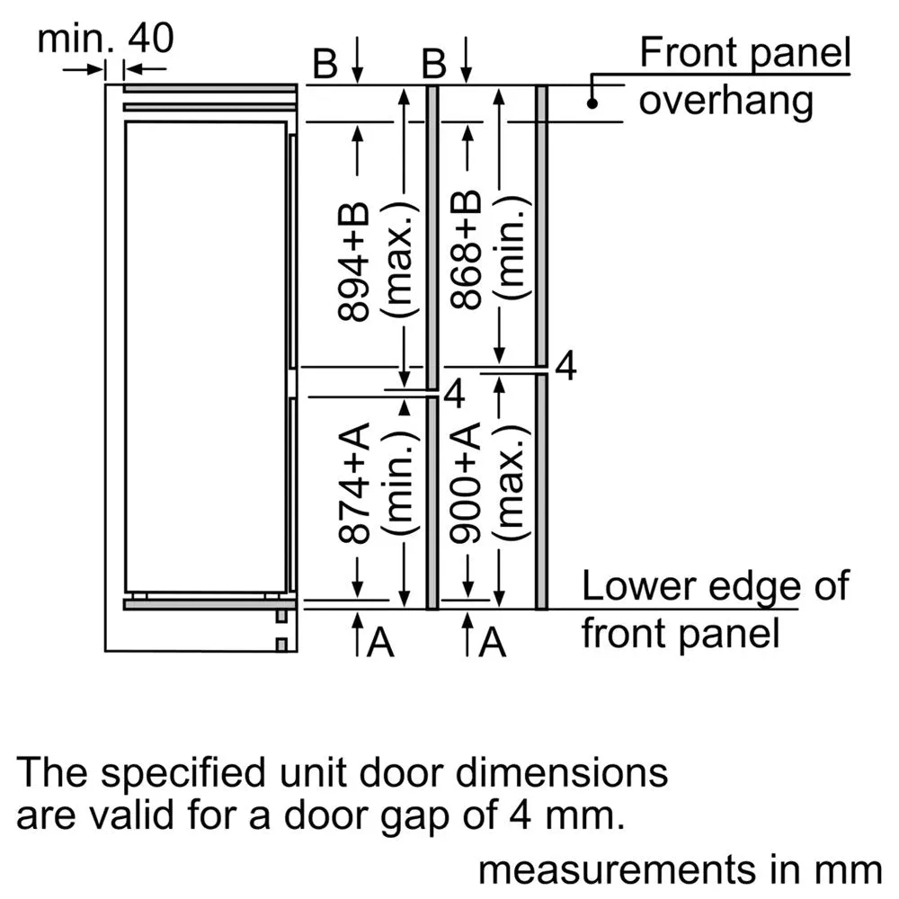 BOSCH KIN85AF30G Built-in Fridge Freezer, Freezer at Bottom, Flat Hinge- 55.8cm Wide