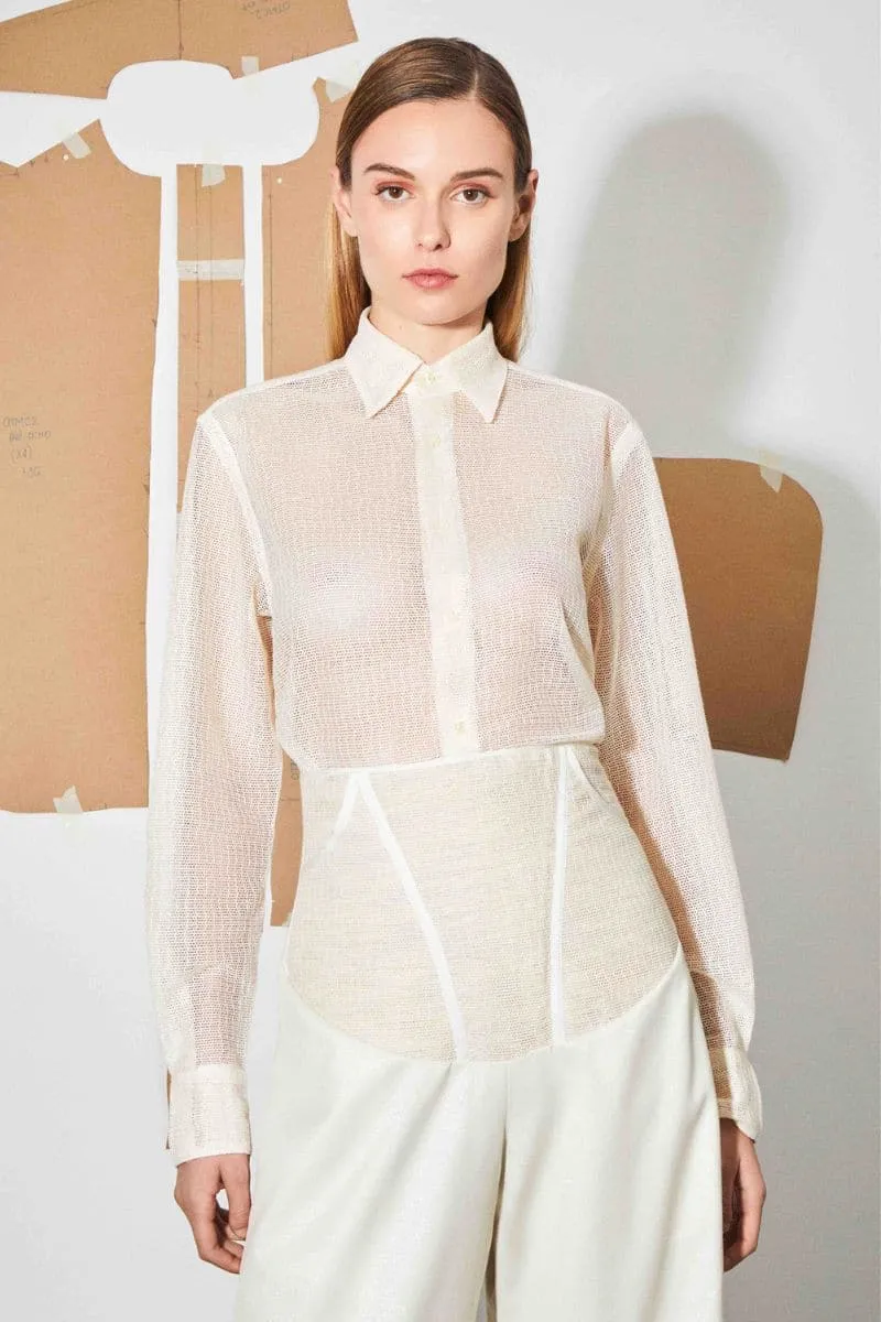 CARDI STRAIGHT-CUT MESH SHIRT
