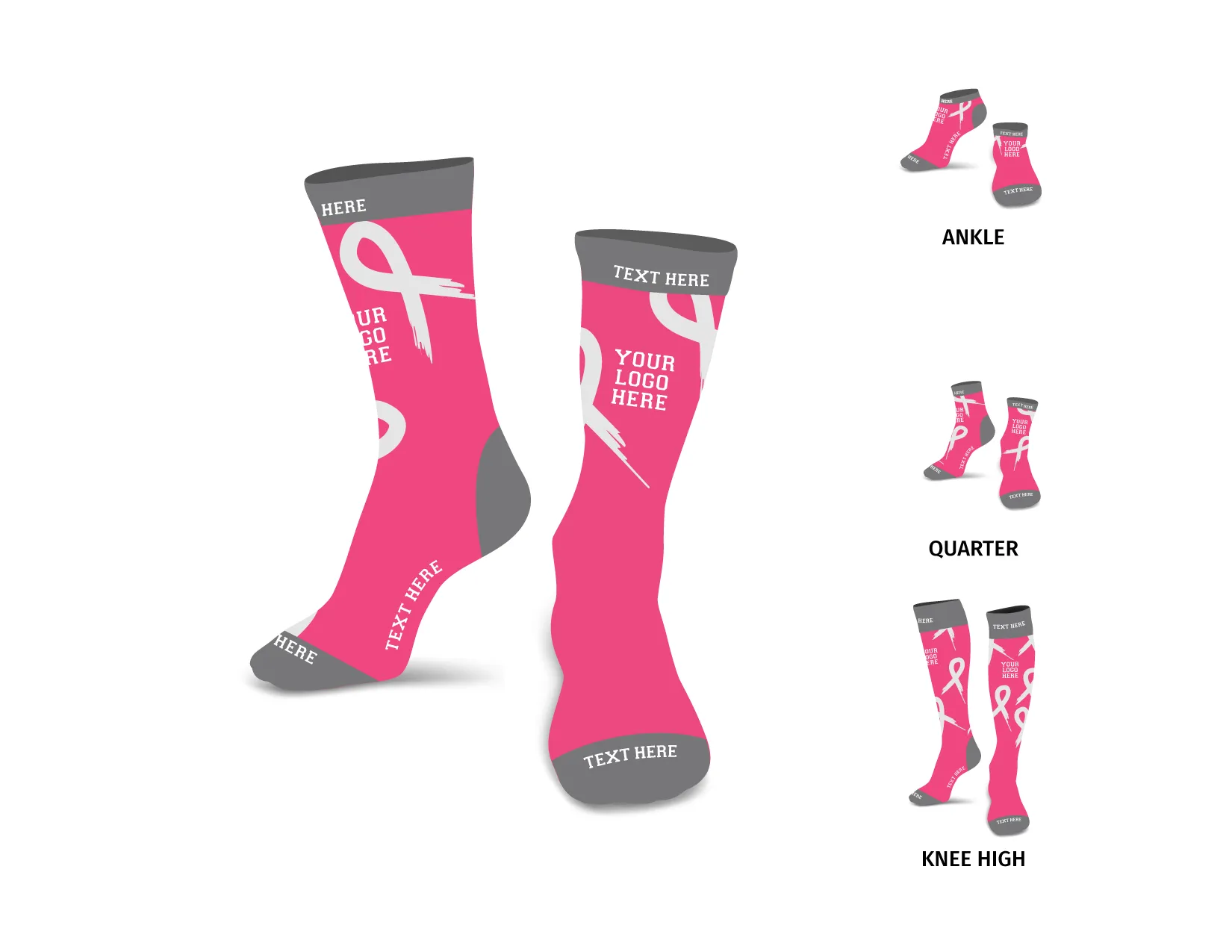Custom Pink Ribbon Awareness Socks