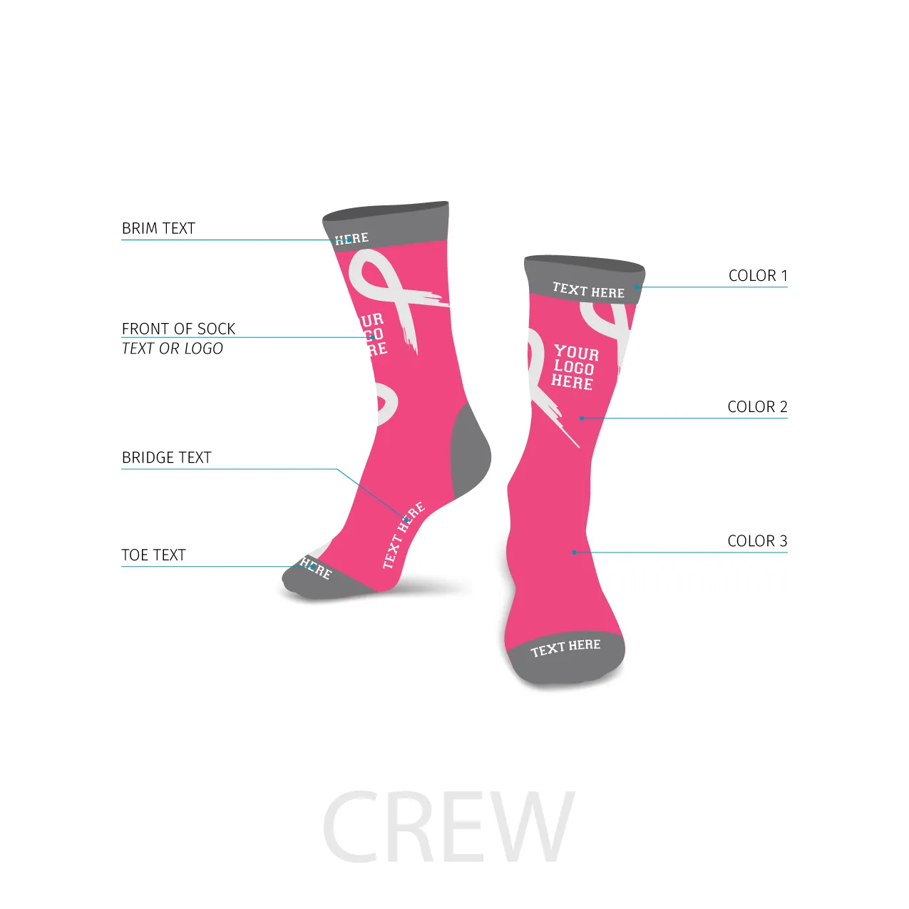 Custom Pink Ribbon Awareness Socks
