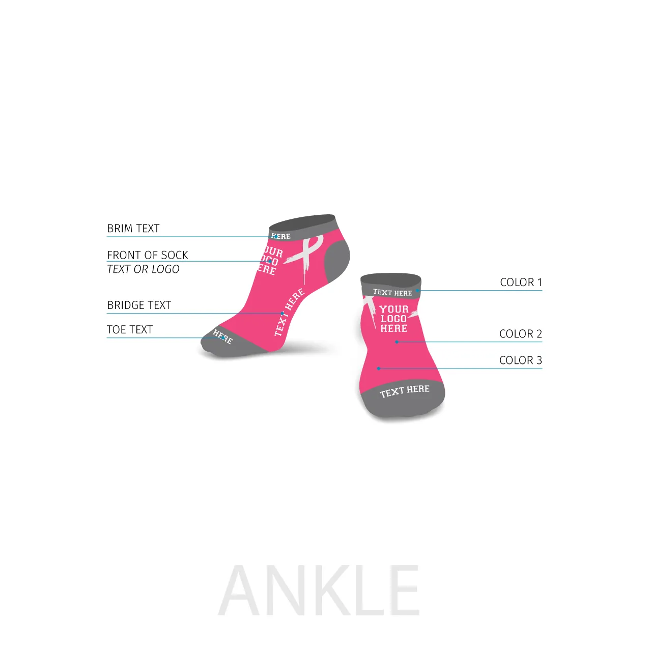Custom Pink Ribbon Awareness Socks