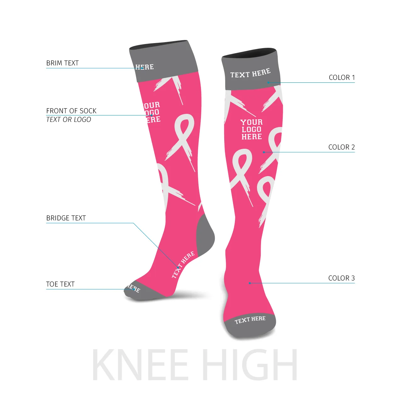 Custom Pink Ribbon Awareness Socks
