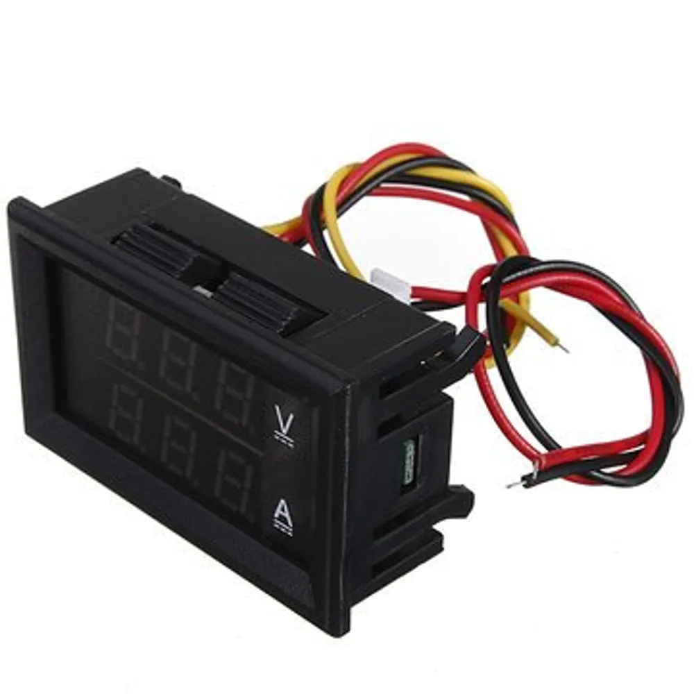 Dual Led 0.28 ” Display for DC0-100V Voltage and Current Digital Meter Red and Black 0-100A with Shunt