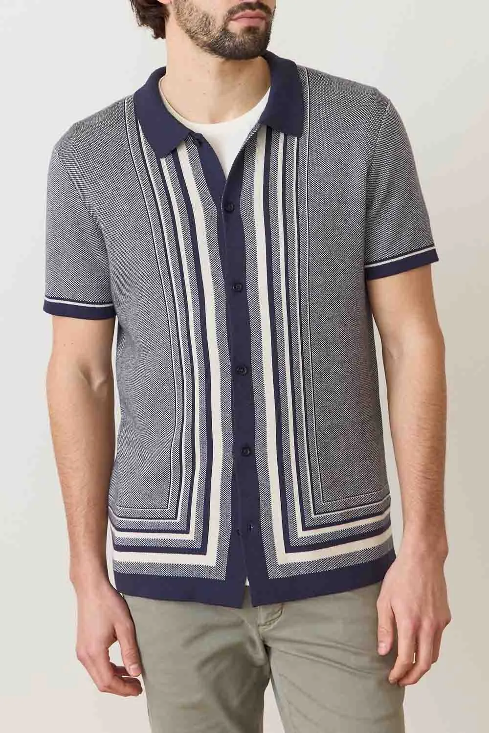 ETHAN SWEATER BUTTON DOWN India Ink/Oatmeal