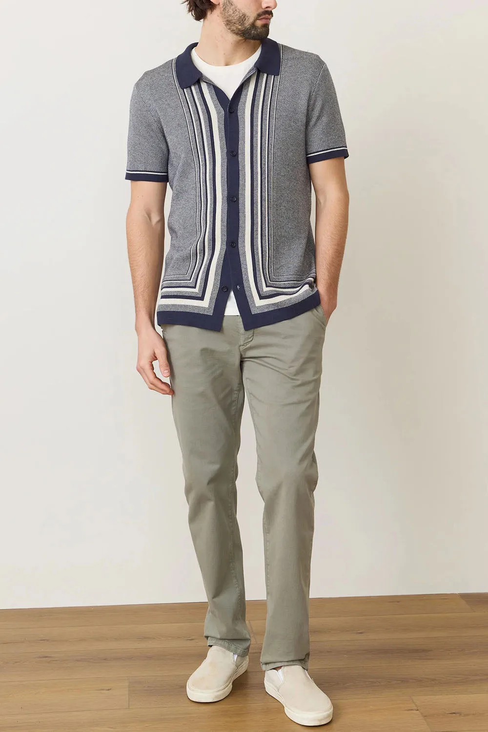 ETHAN SWEATER BUTTON DOWN India Ink/Oatmeal