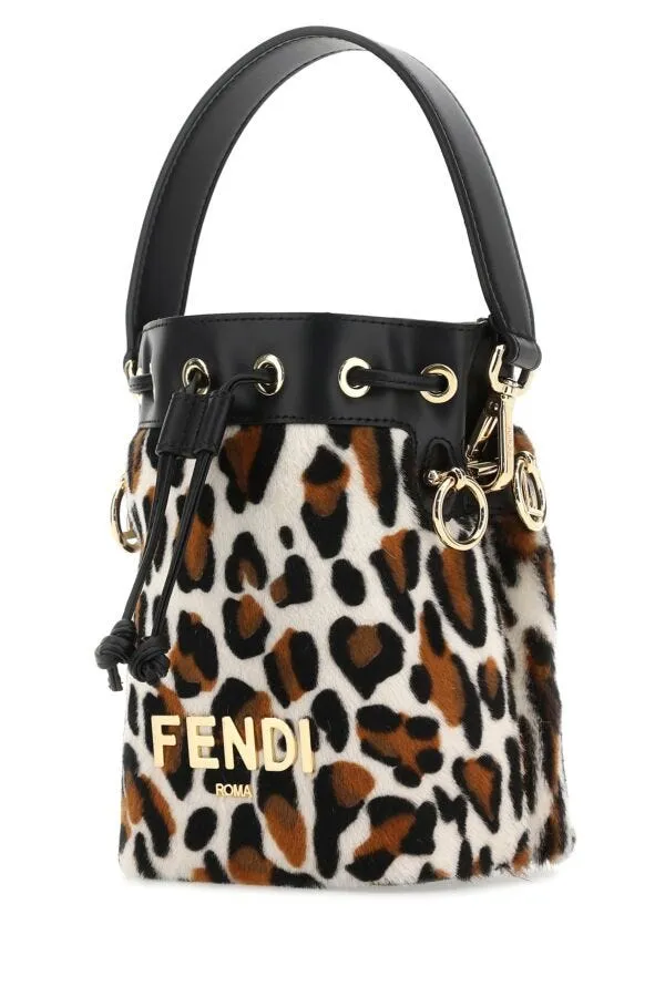Fendi Woman Printed Calf Hair And Leather Mini Mon Tresor Bucket Bag