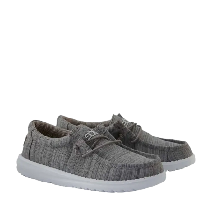 Hey Dude Wally Youth Linen Blend Stone Grey Slip On Shoes 40159-270
