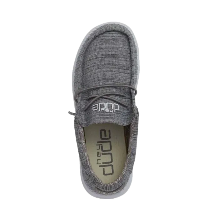Hey Dude Wally Youth Linen Blend Stone Grey Slip On Shoes 40159-270