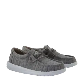 Hey Dude Wally Youth Linen Blend Stone Grey Slip On Shoes 40159-270