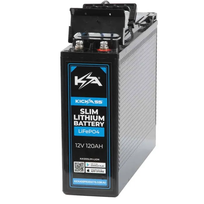 KickAss 12V 120AH Slimline LiFePO4 Lithium Battery