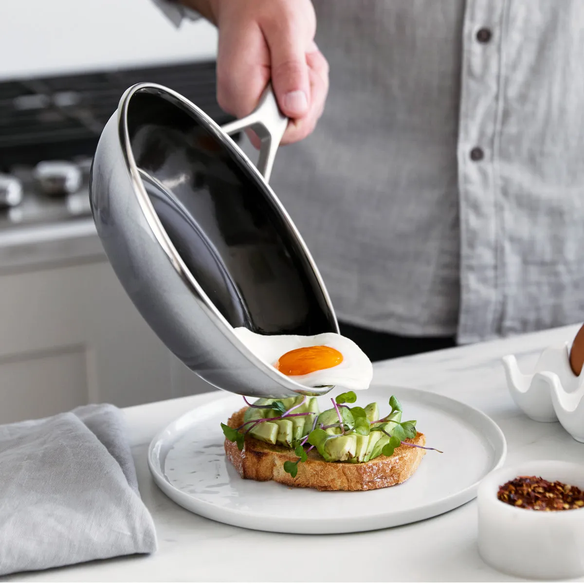 Merten & Storck Steel Core Enameled 9.5" Frypan | Cloud Gray