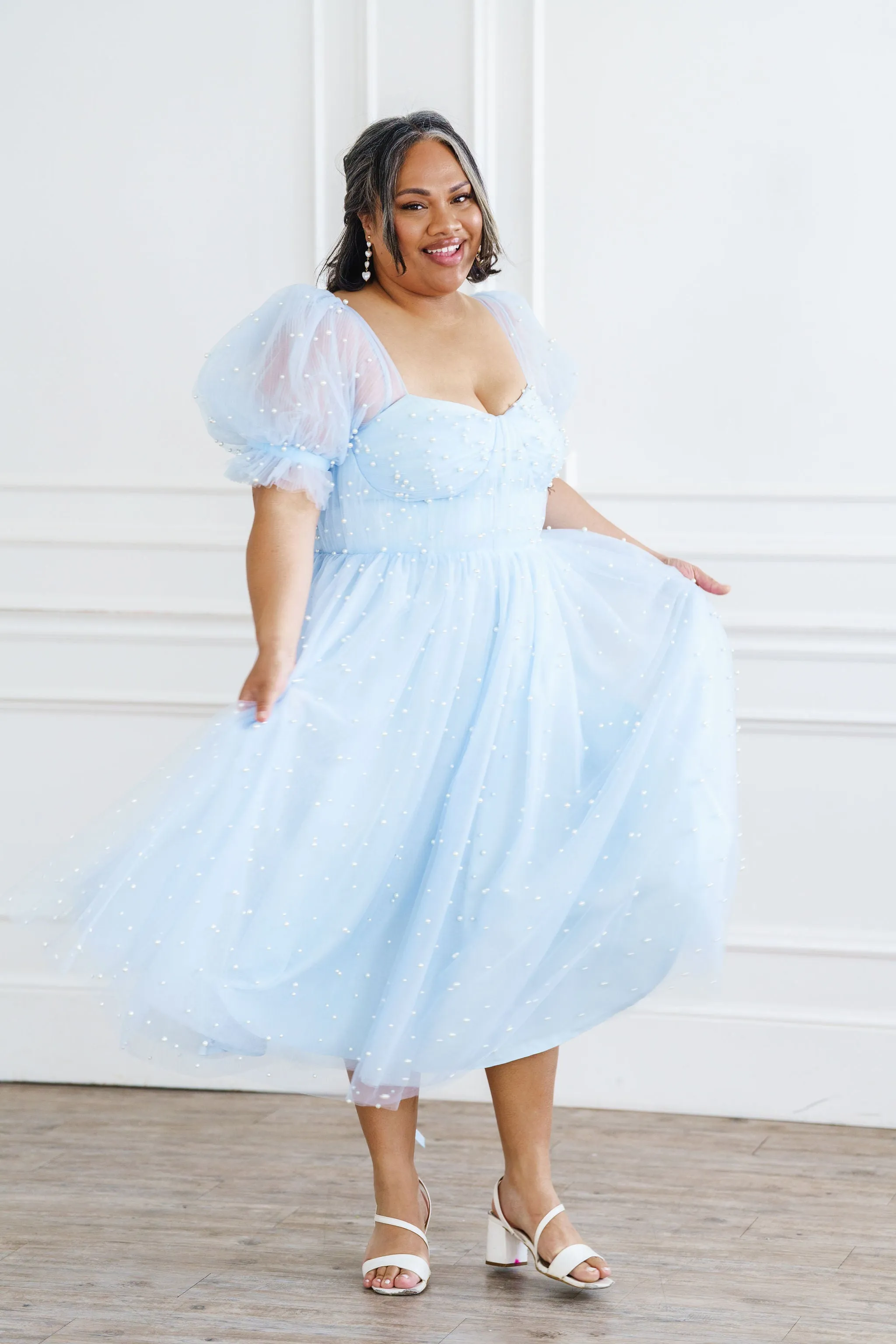 Pearl Midi Dress - Light Blue
