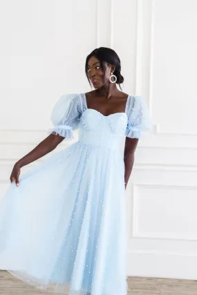Pearl Midi Dress - Light Blue