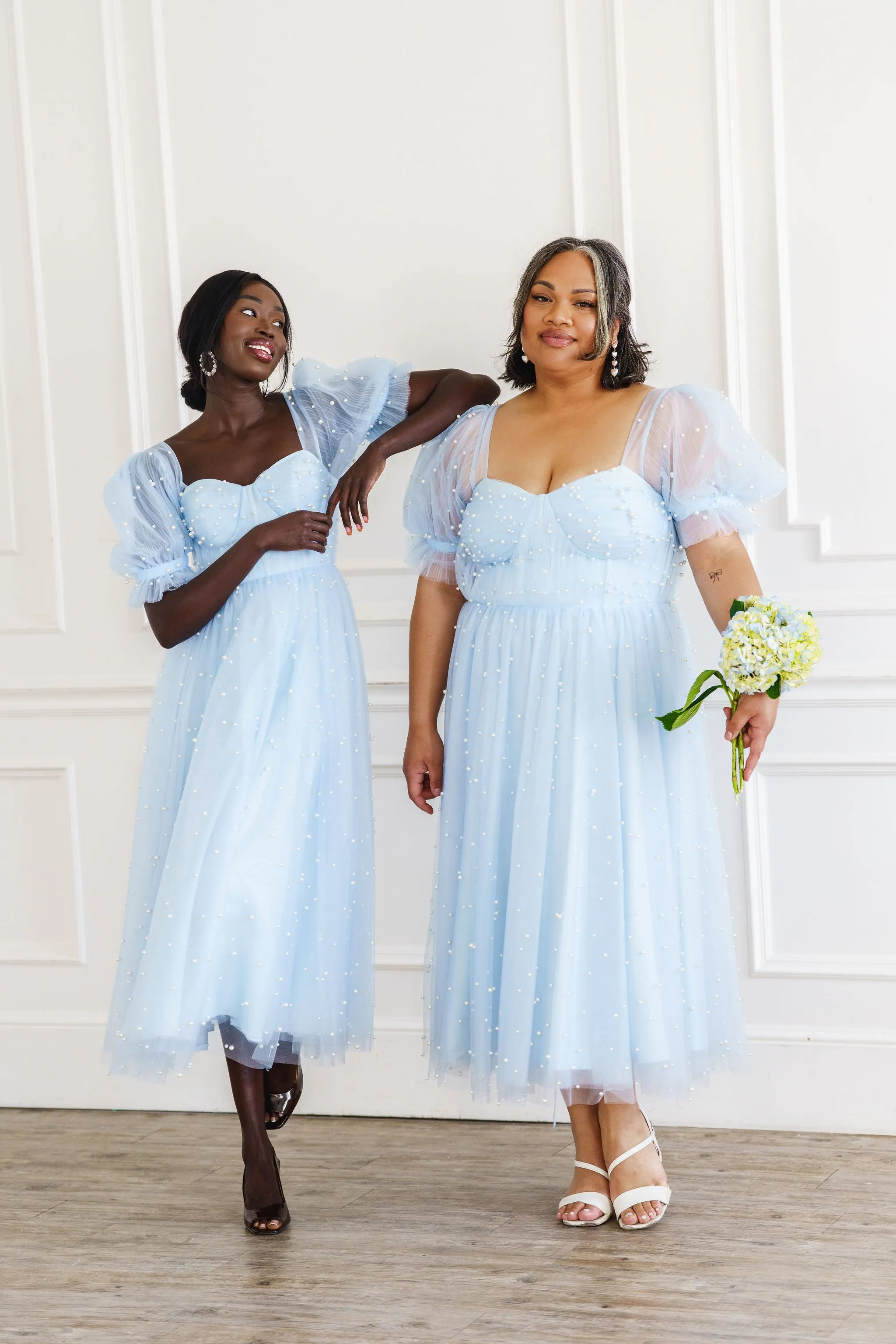 Pearl Midi Dress - Light Blue