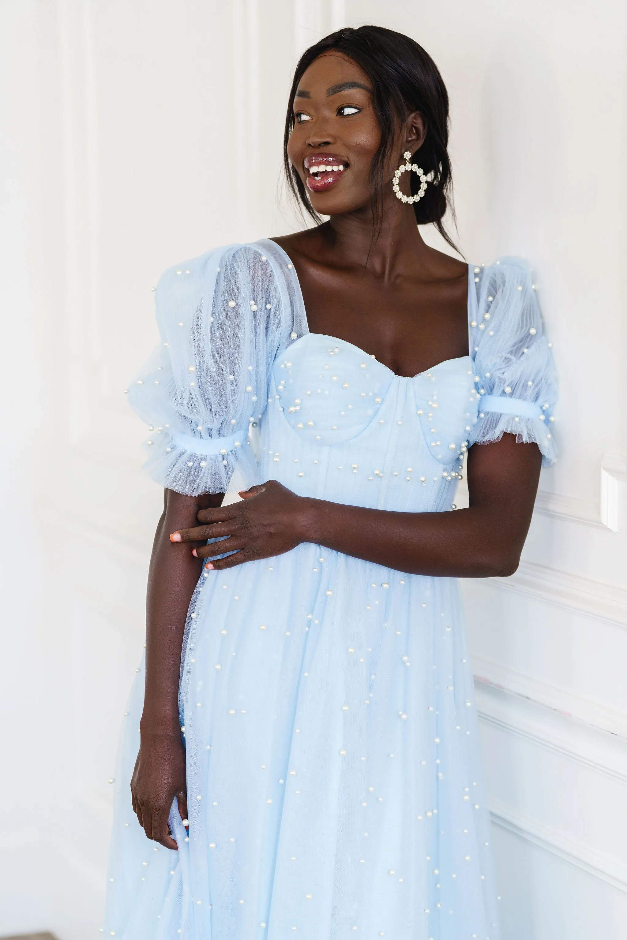 Pearl Midi Dress - Light Blue