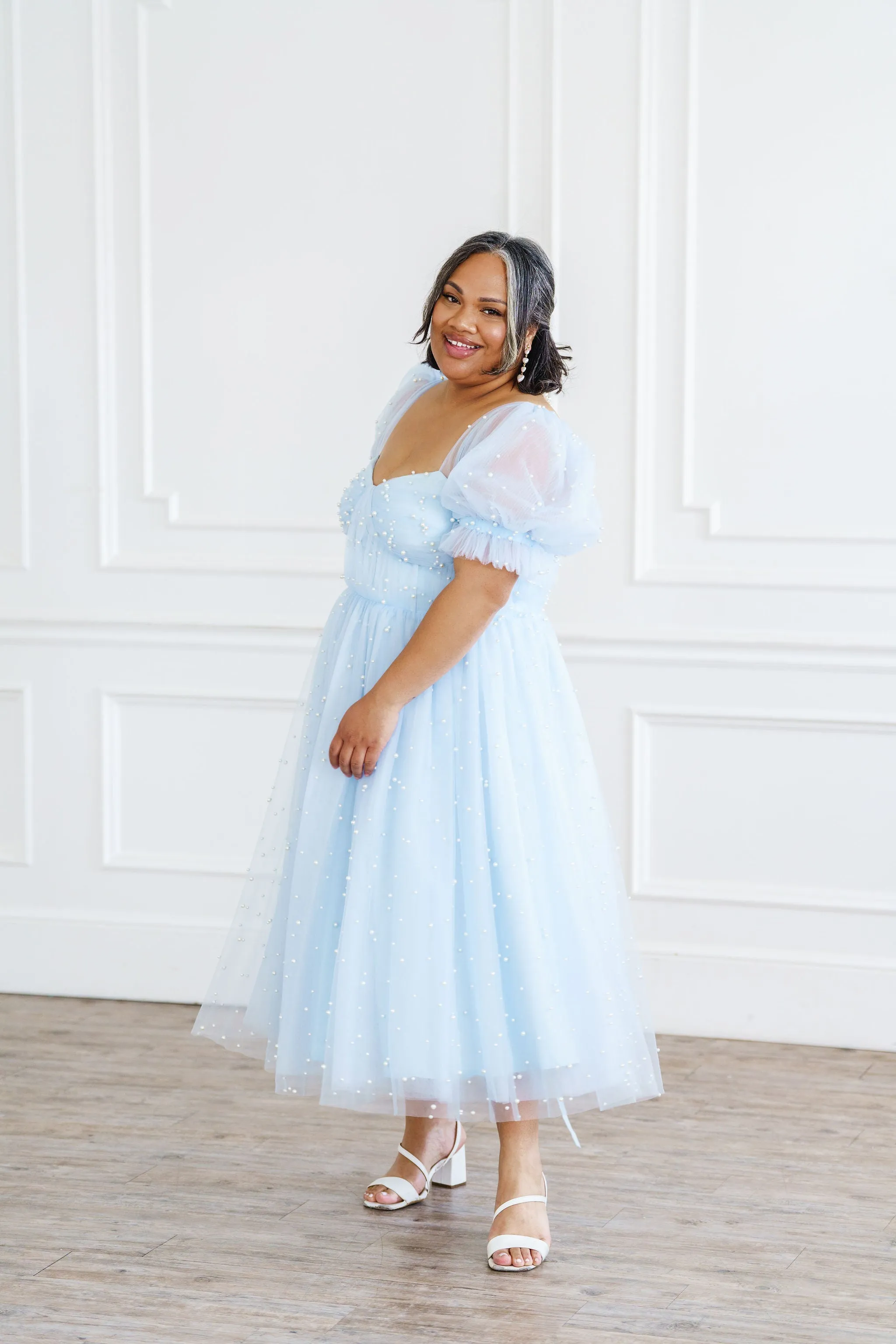 Pearl Midi Dress - Light Blue
