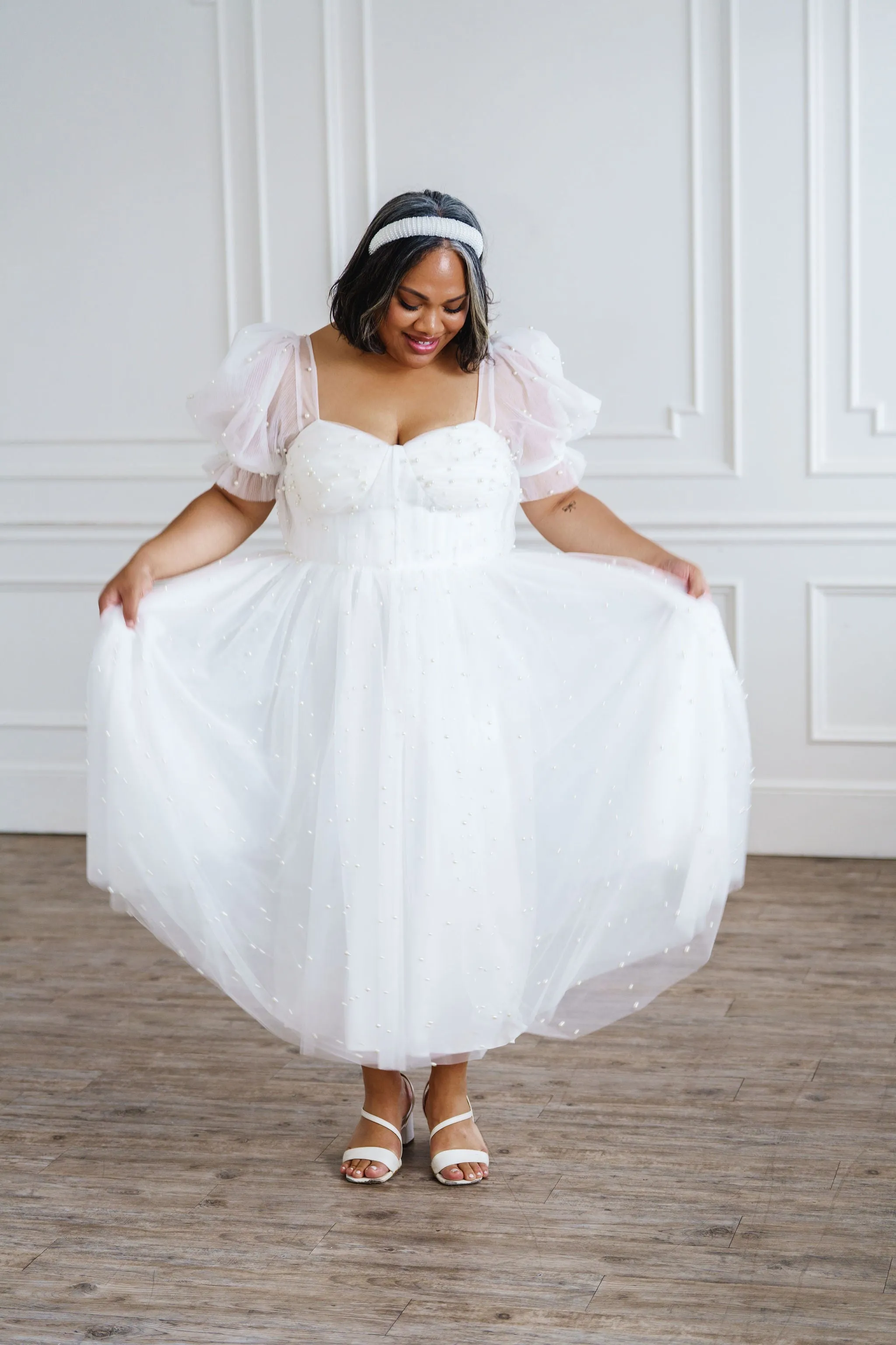Pearl Midi Dress - White