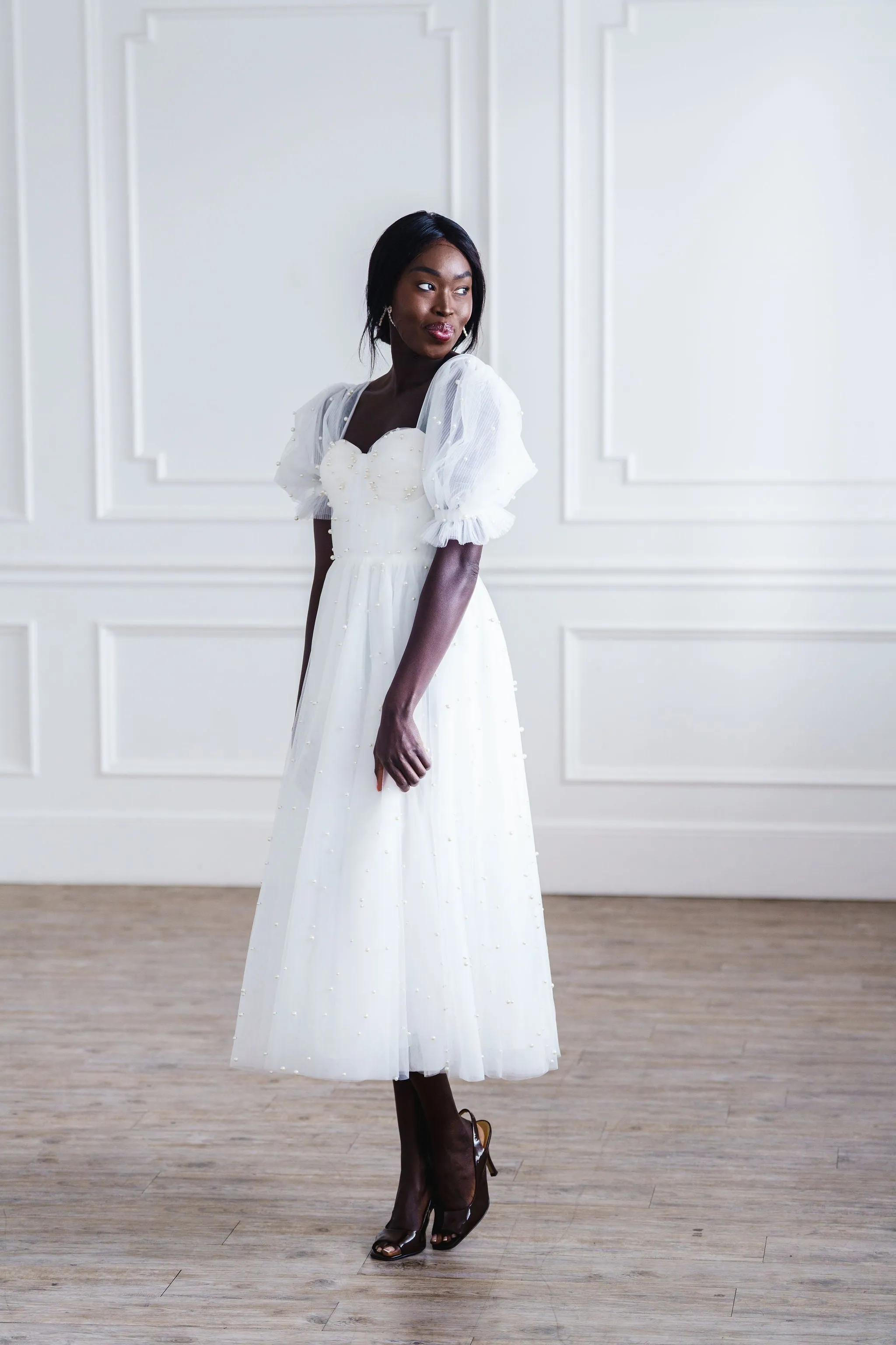 Pearl Midi Dress - White