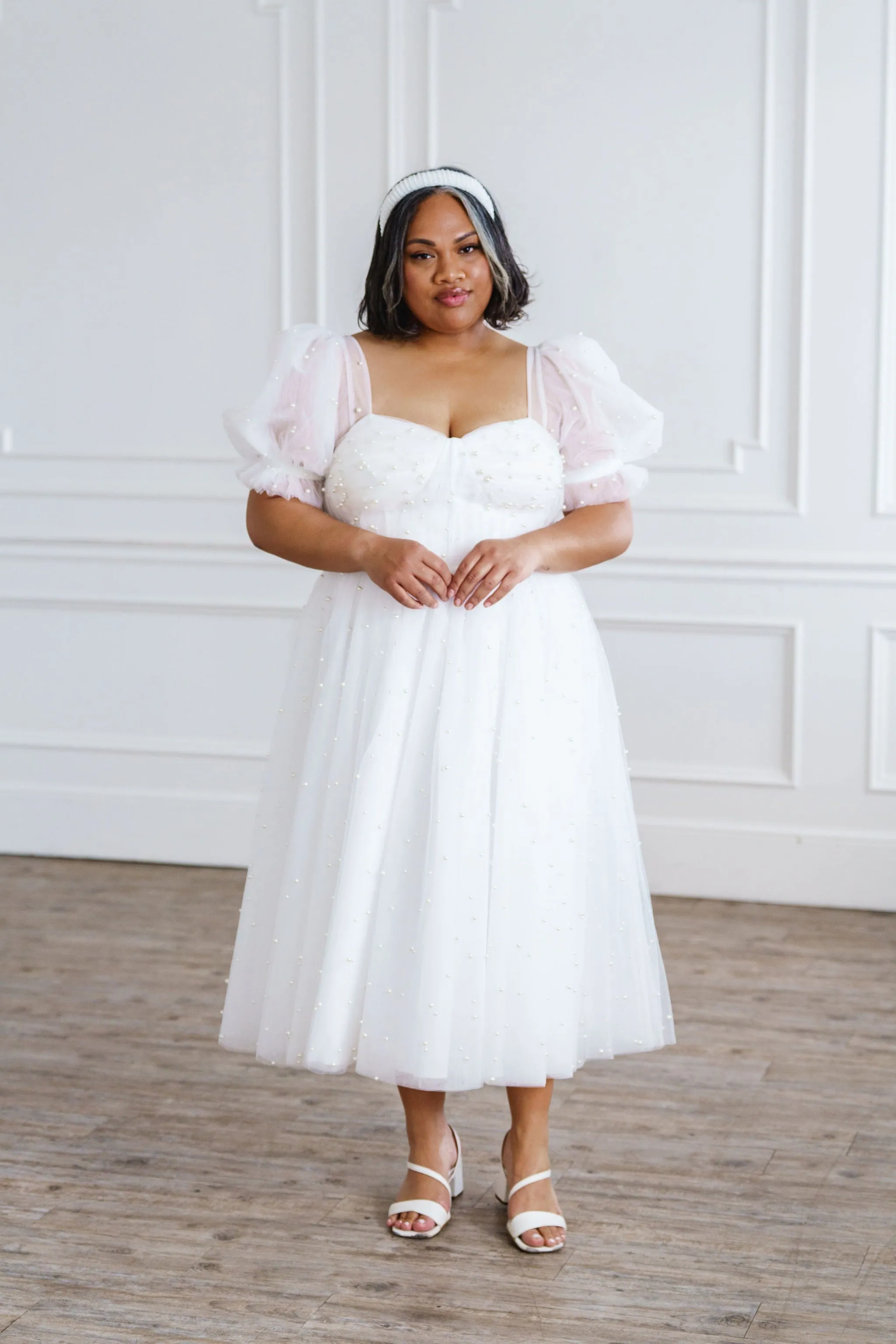 Pearl Midi Dress - White