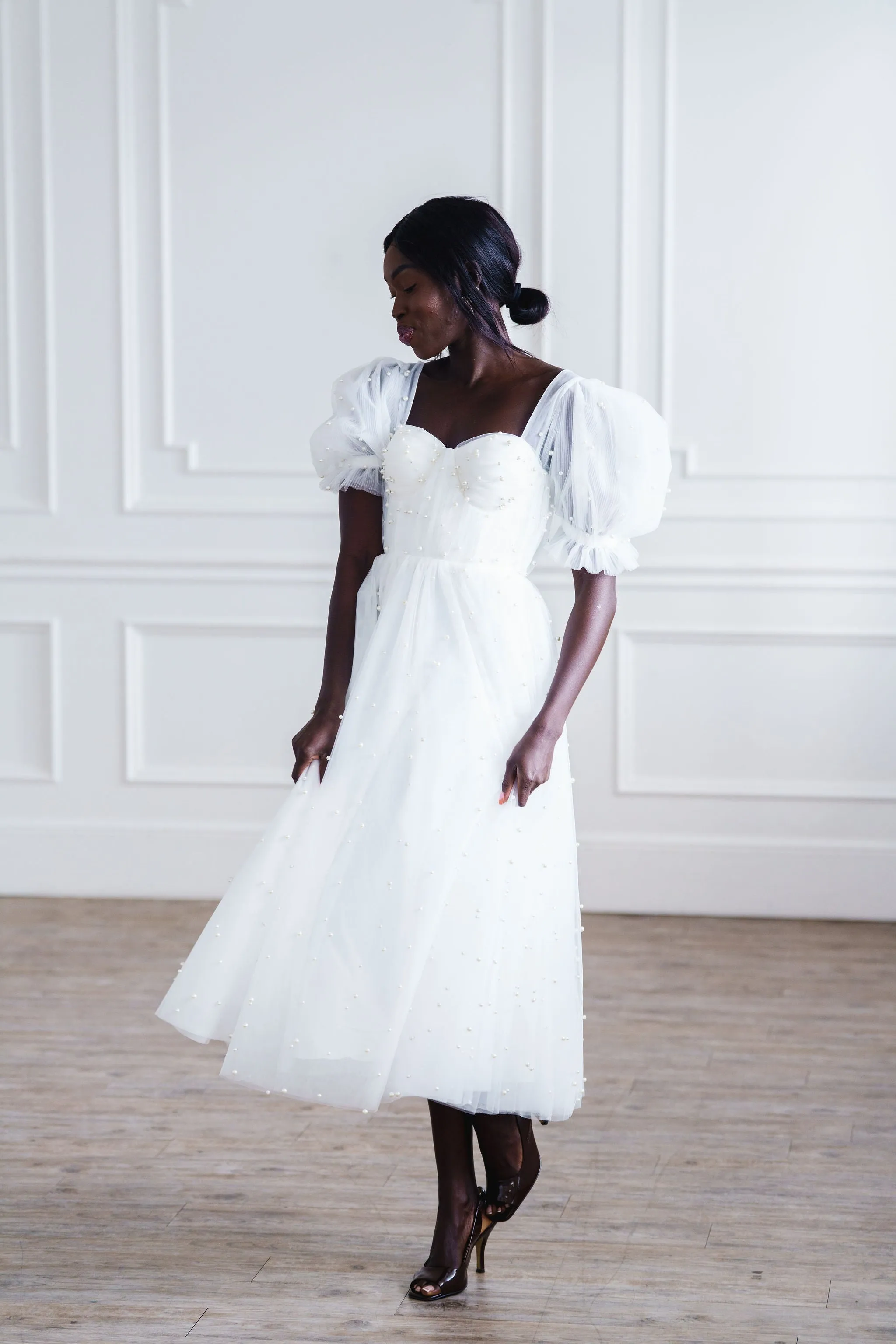 Pearl Midi Dress - White