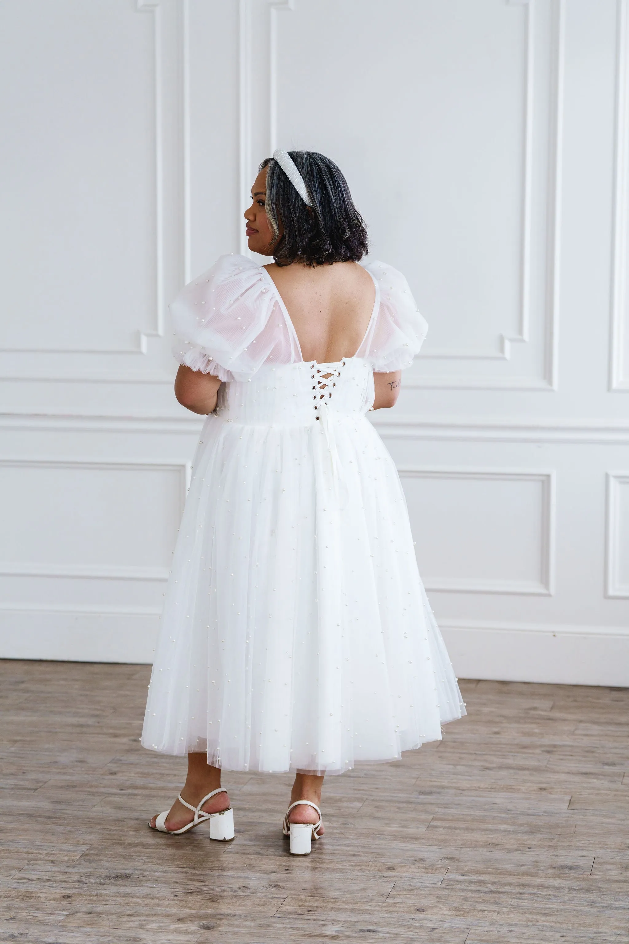Pearl Midi Dress - White
