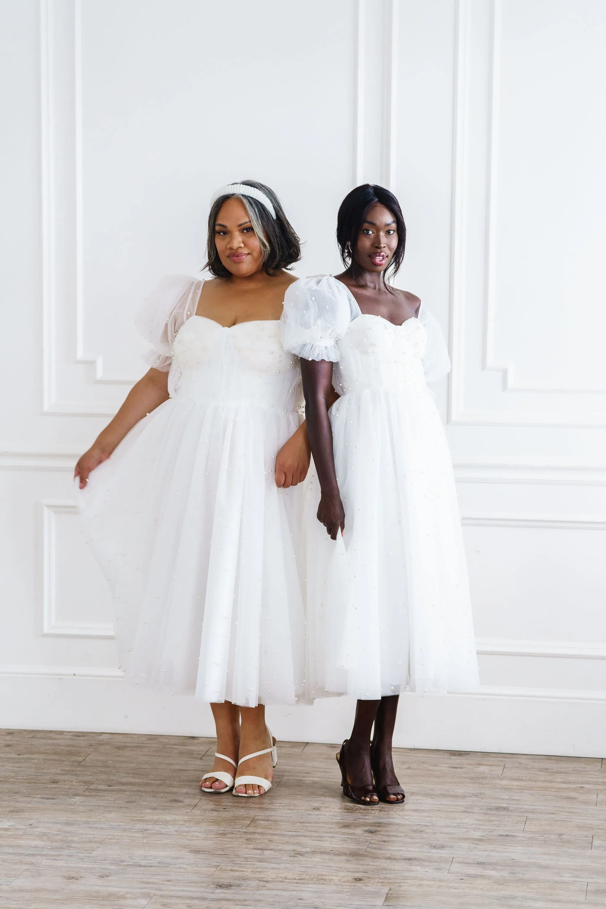 Pearl Midi Dress - White