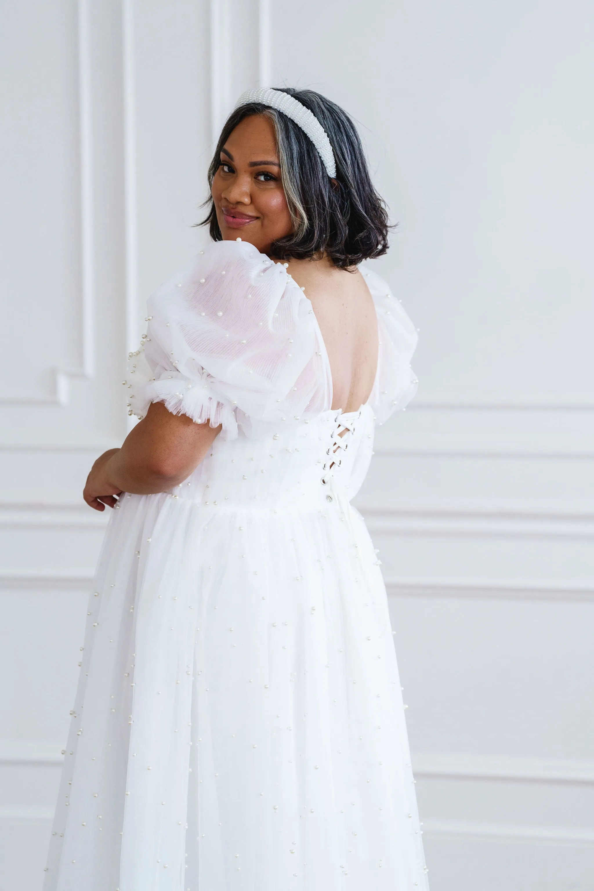 Pearl Midi Dress - White