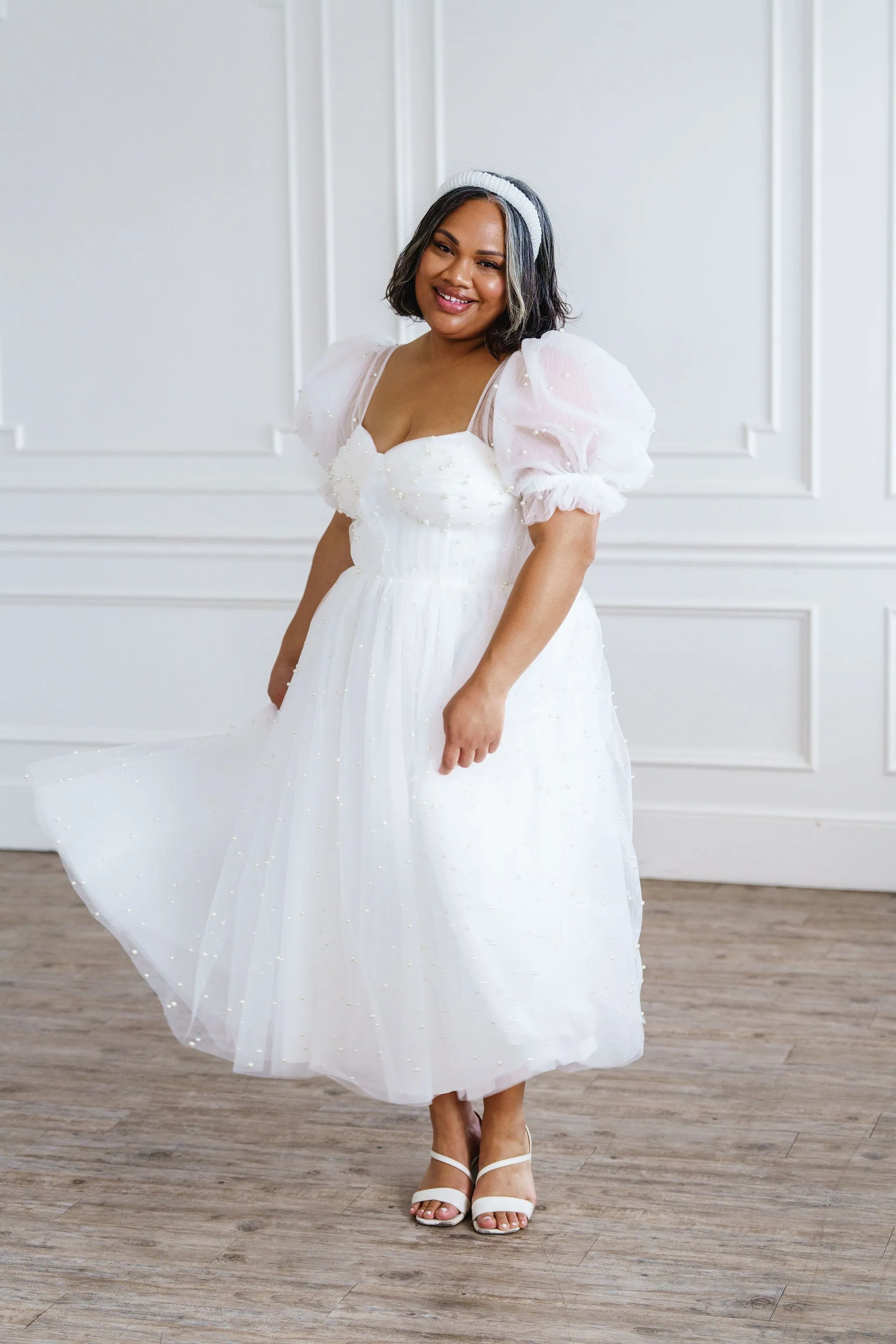 Pearl Midi Dress - White
