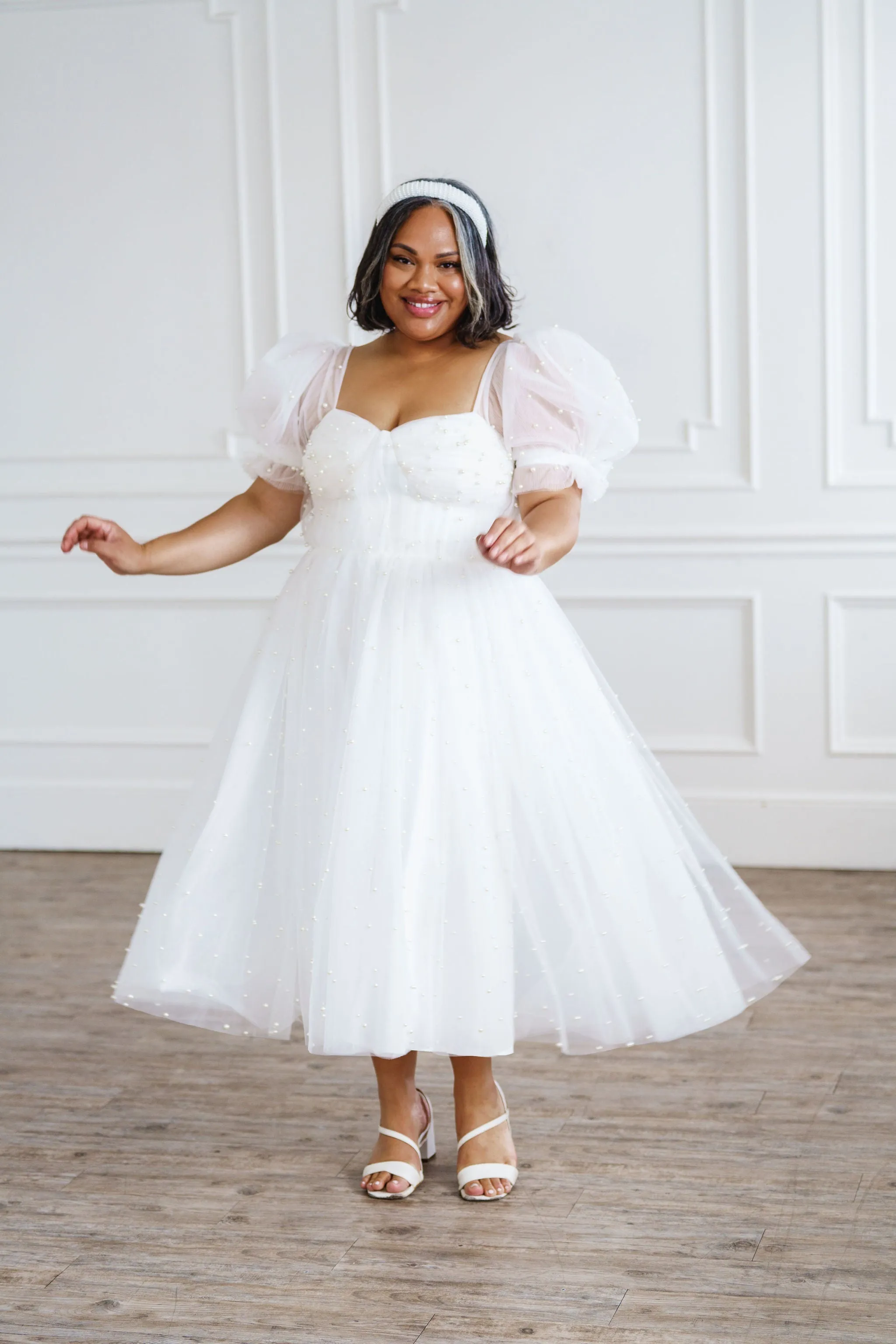 Pearl Midi Dress - White