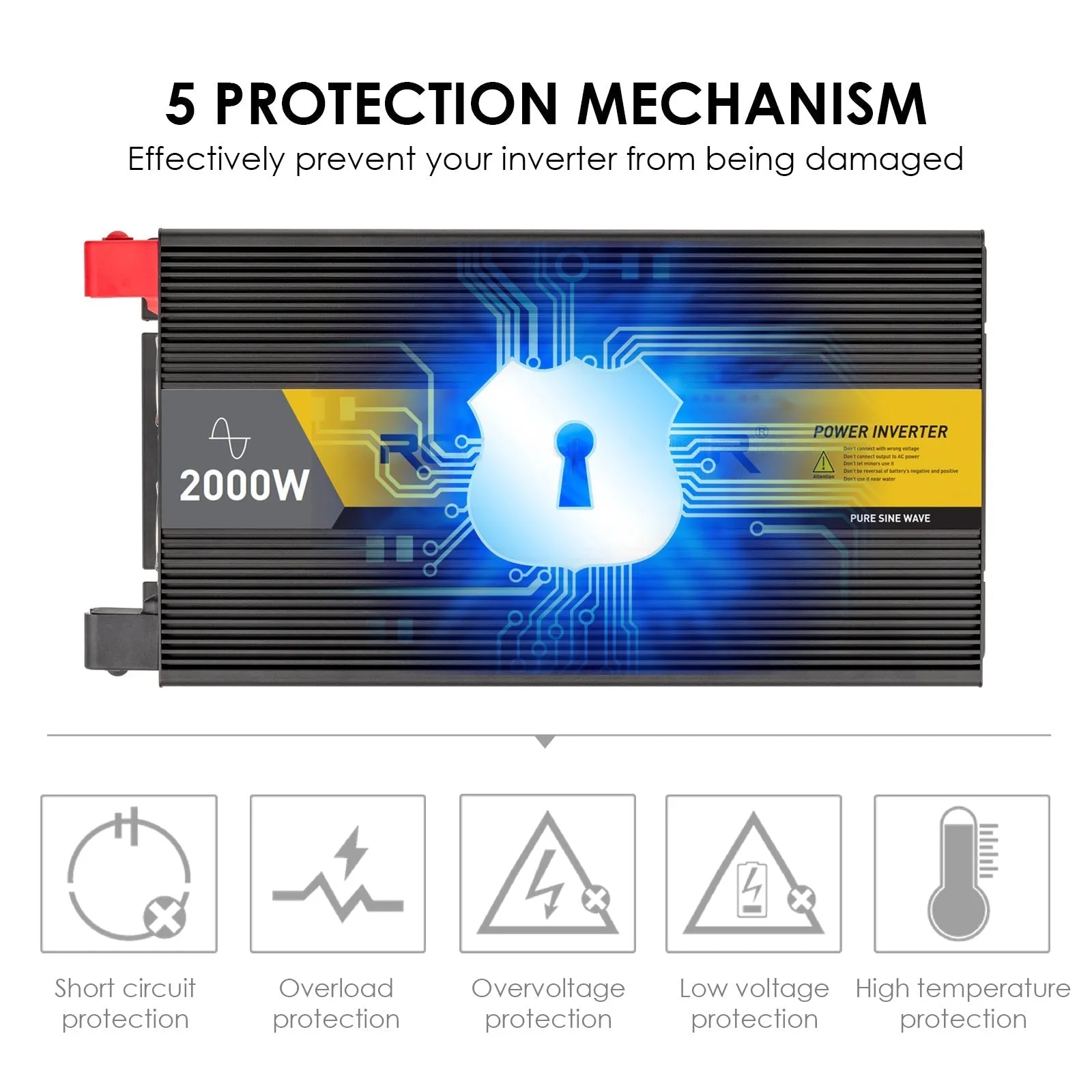 ROCKSOLAR 2000W 12V Pure Sine Wave Power Inverter