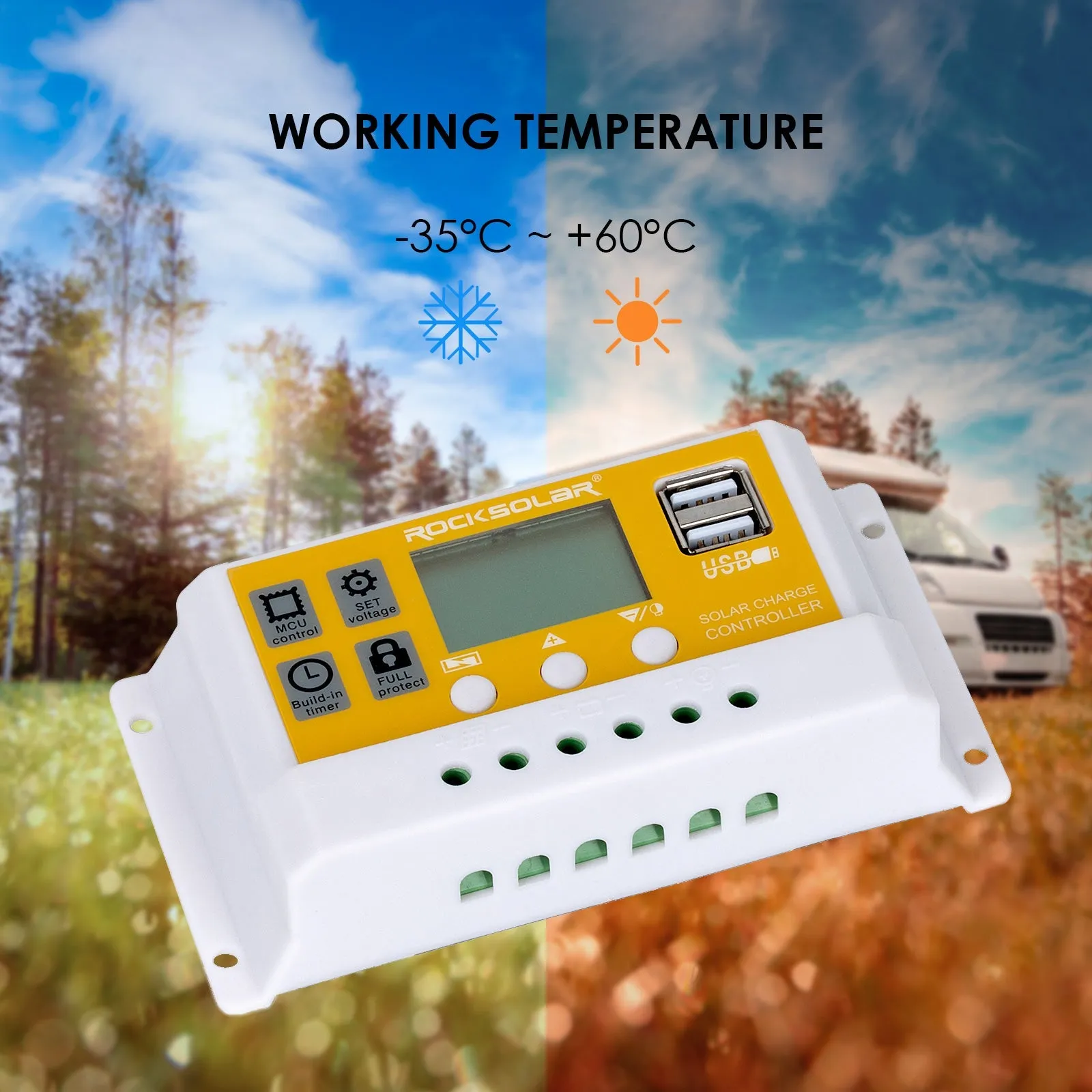 ROCKSOLAR 30A PWM Solar Charge Controller