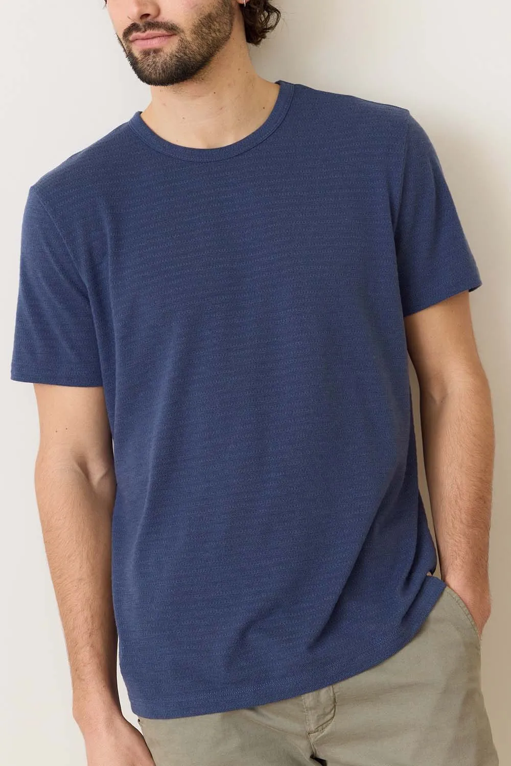 SIGNATURE CREW STRIPE TEE Mood Indigo