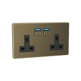 Smart Socket (2 gang) - Antique Brass