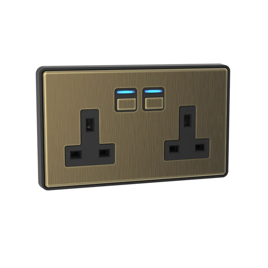 Smart Socket (2 gang) - Antique Brass