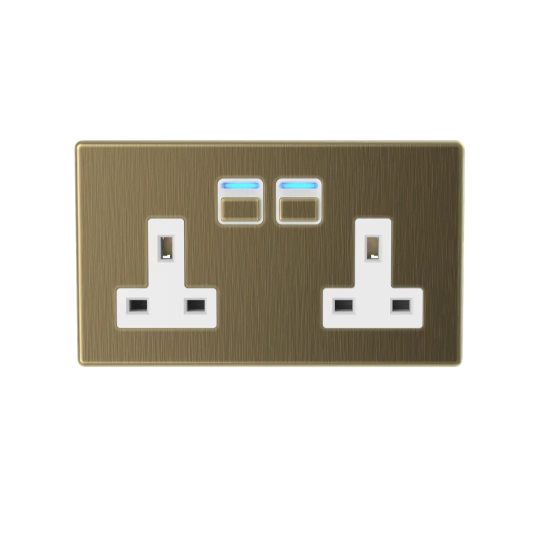 Smart Socket (2 gang) - Antique Brass