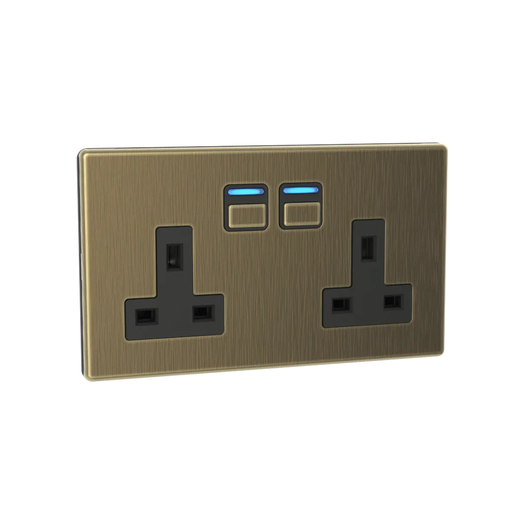 Smart Socket (2 gang) - Antique Brass