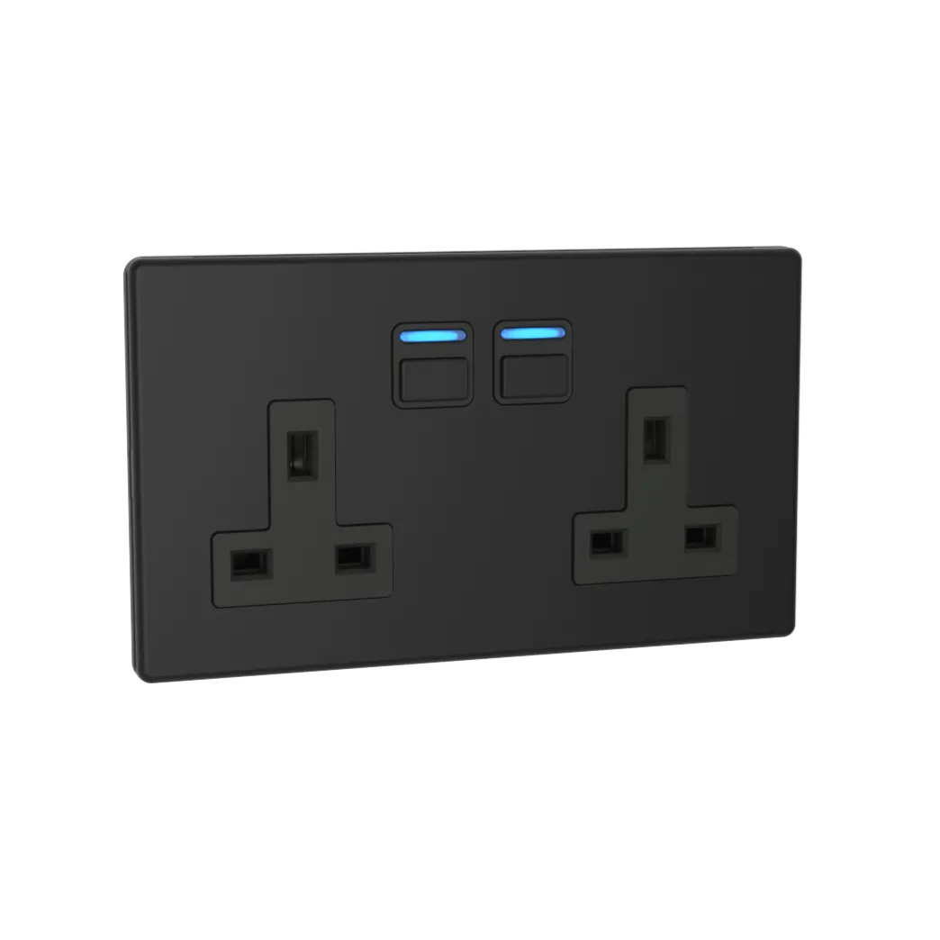 Smart Socket (2 gang) - Matte Black