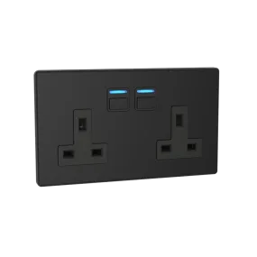 Smart Socket (2 gang) - Matte Black