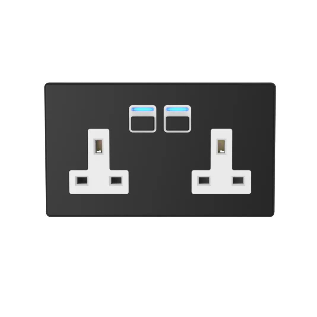Smart Socket (2 gang) - Matte Black