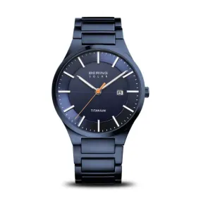 Solar Titanium Brushed Blue Watch