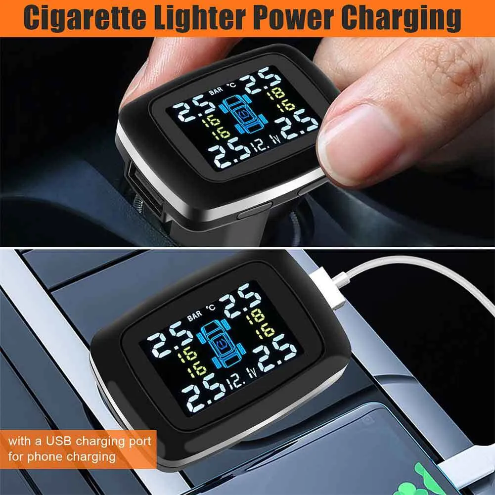 Tire Pressure Monitoring System 0-3.5 Bar Solar USB Tpms Wireless